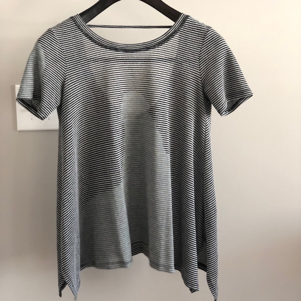 Stripped black and grey tee.